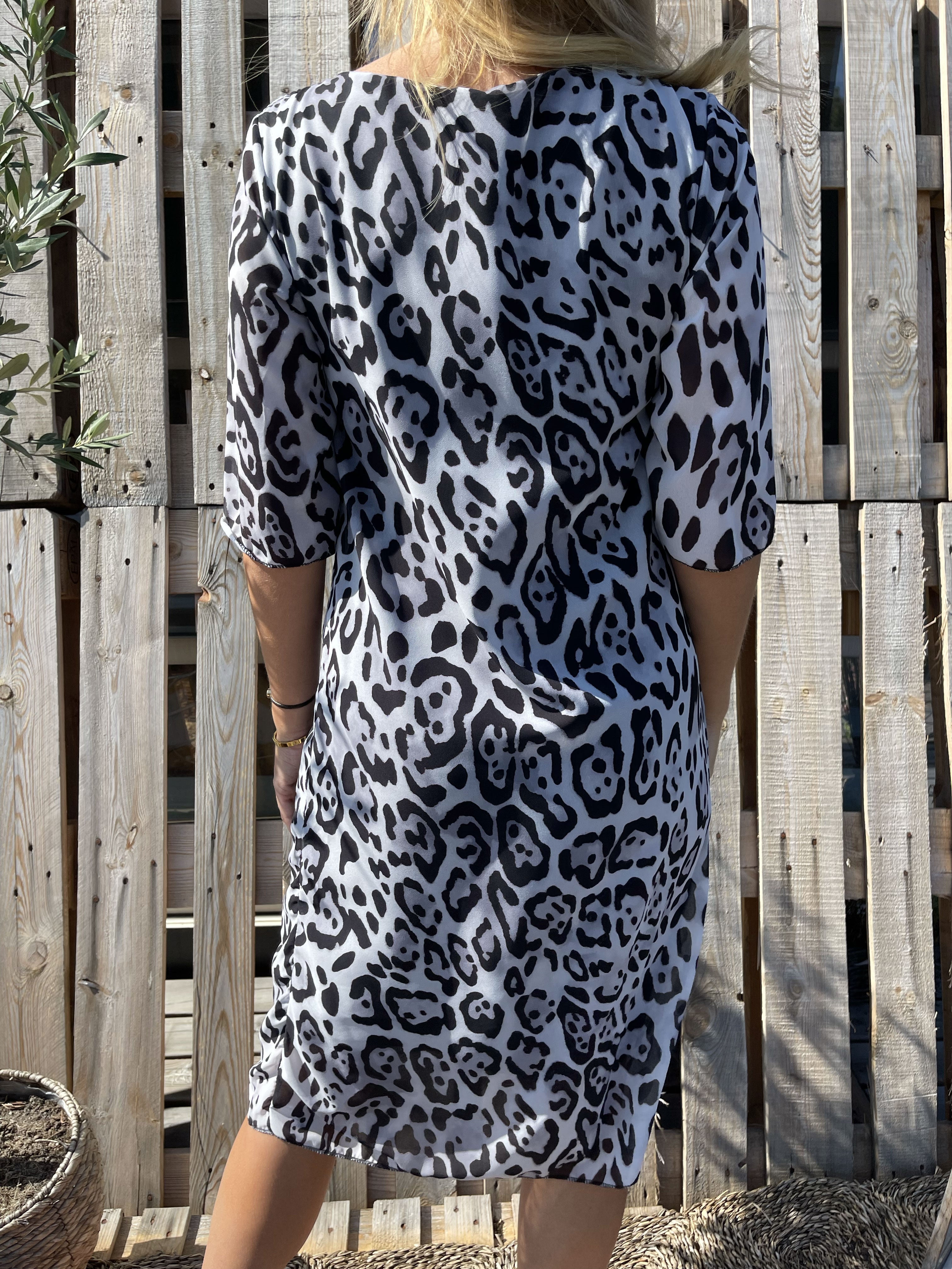 Zion Leo - Plisserad klänning med leopardmönster